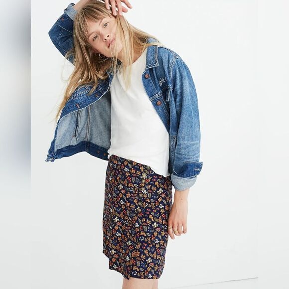 Madewell Side-Button A-Line Mini Skirt in Garden Party, sz 2 EUC - Picture 8 of 14